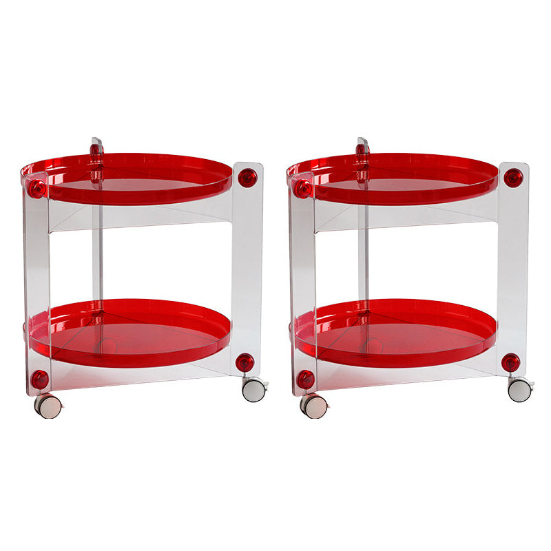 Plastic Round Accent Side 25.59" Wide Table Corner Table with Wheel