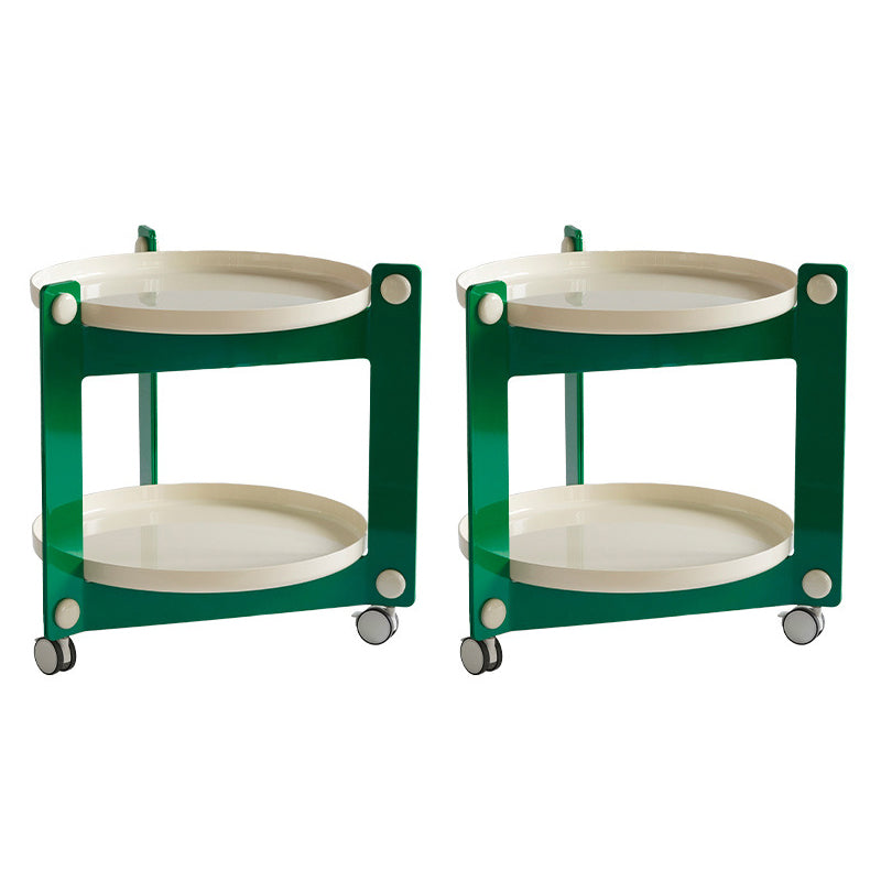 Plastic Round Accent Side 25.59" Wide Table Corner Table with Wheel