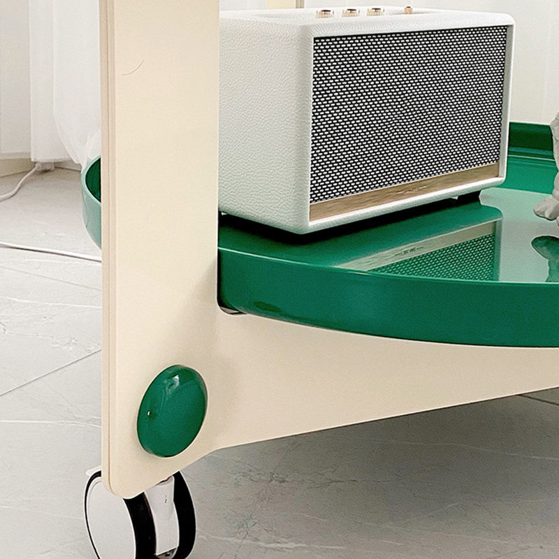 Plastic Round Accent Side 25.59" Wide Table Corner Table with Wheel