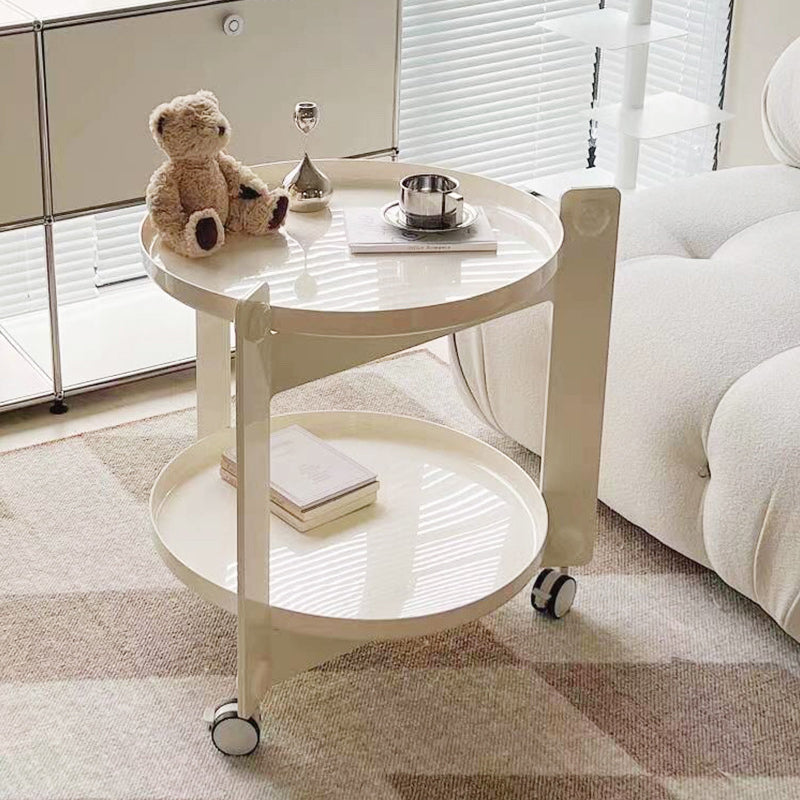 Plastic Round Accent Side 25.59" Wide Table Corner Table with Wheel