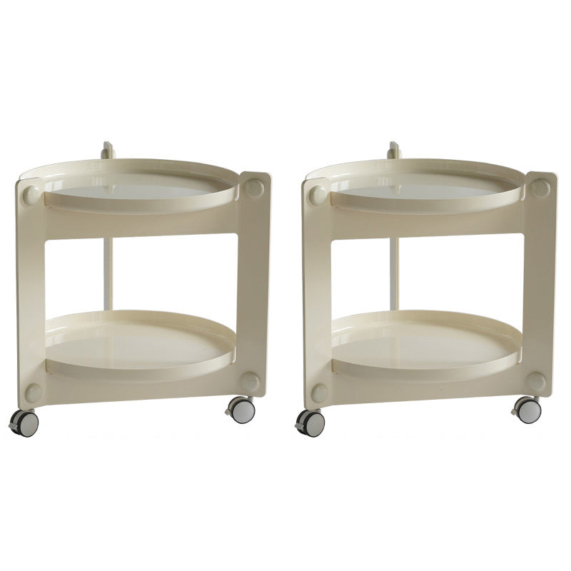 Plastic Round Accent Side 25.59" Wide Table Corner Table with Wheel