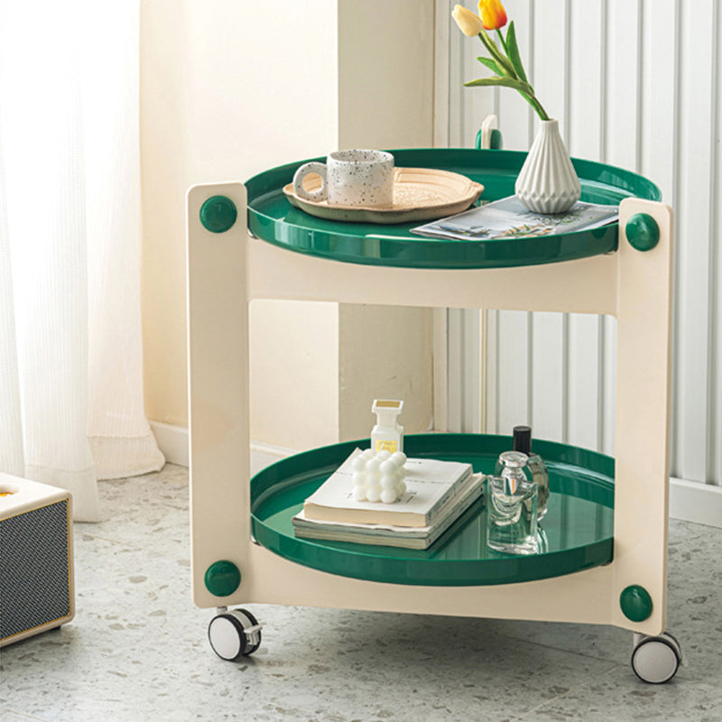 Plastic Round Accent Side 25.59" Wide Table Corner Table with Wheel