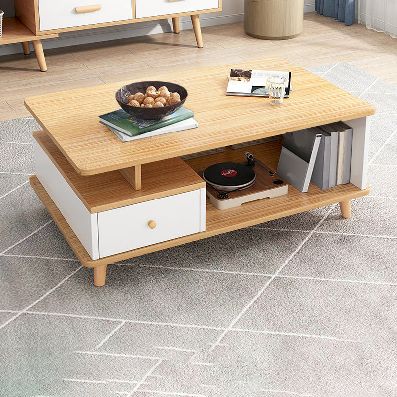 Artificial Wood Coffee or End Table Rectangular Coffee Table with Storage