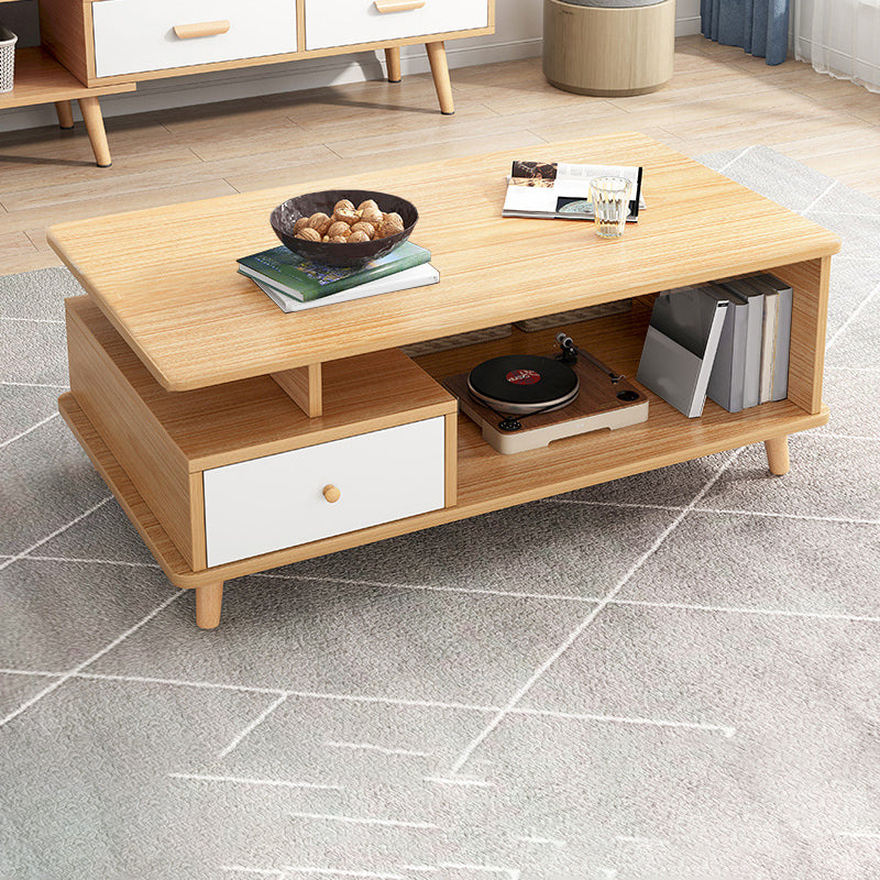 Artificial Wood Coffee or End Table Rectangular Coffee Table with Storage