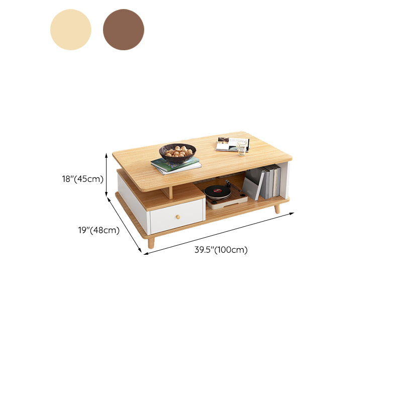 Artificial Wood Coffee or End Table Rectangular Coffee Table with Storage