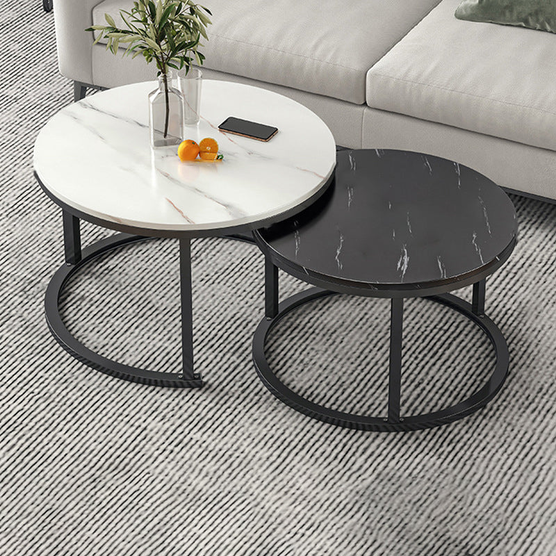 Round Coffee Or End Table Glam Drum Coffee Table in Black and White