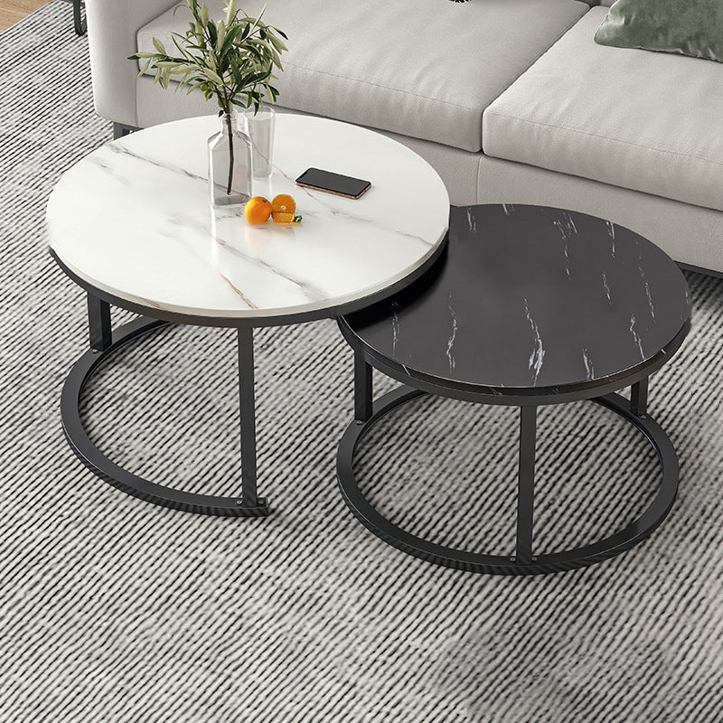 Round Coffee Or End Table Glam Drum Coffee Table in Black and White