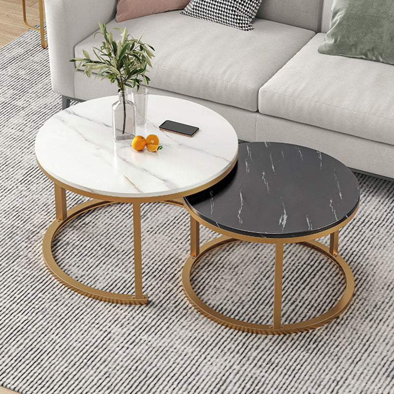 Round Coffee Or End Table Glam Drum Coffee Table in Black and White
