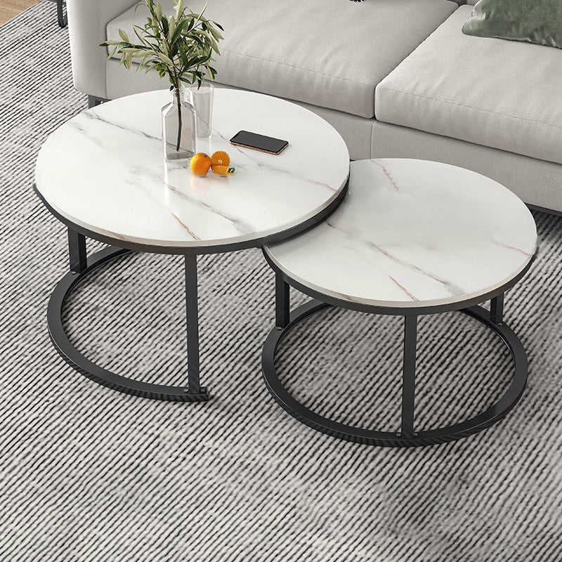 Round Coffee Or End Table Glam Drum Coffee Table in Black and White