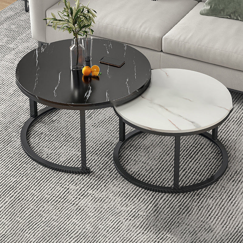 Round Coffee Or End Table Glam Drum Coffee Table in Black and White