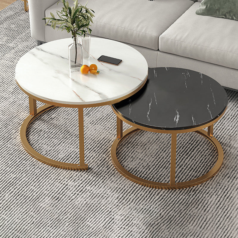 Round Coffee Or End Table Glam Drum Coffee Table in Black and White