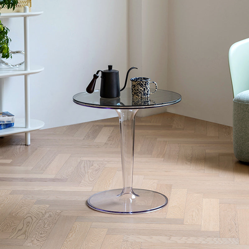 Plastic Round Side End Table 19.09" Wide Pedestal Sofa Side Accent Table