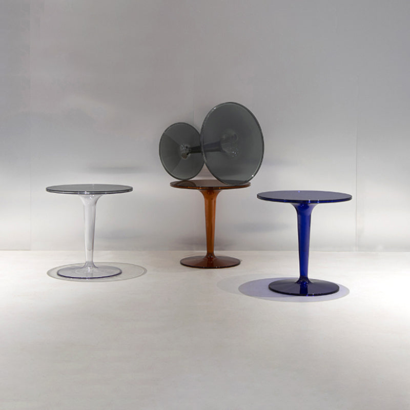Plastic Round Side End Table 19.09" Wide Pedestal Sofa Side Accent Table