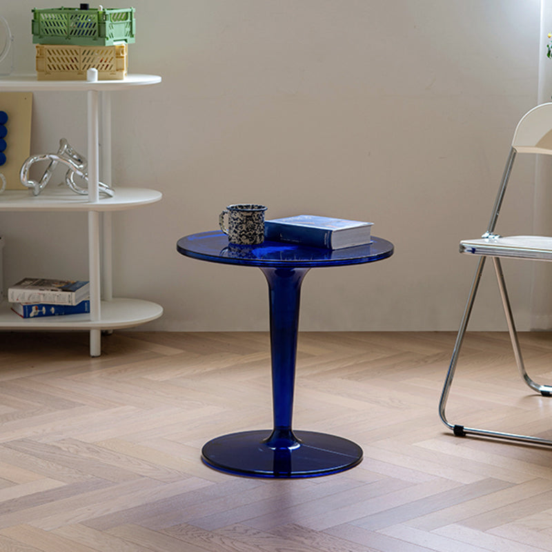 Plastic Round Side End Table 19.09" Wide Pedestal Sofa Side Accent Table