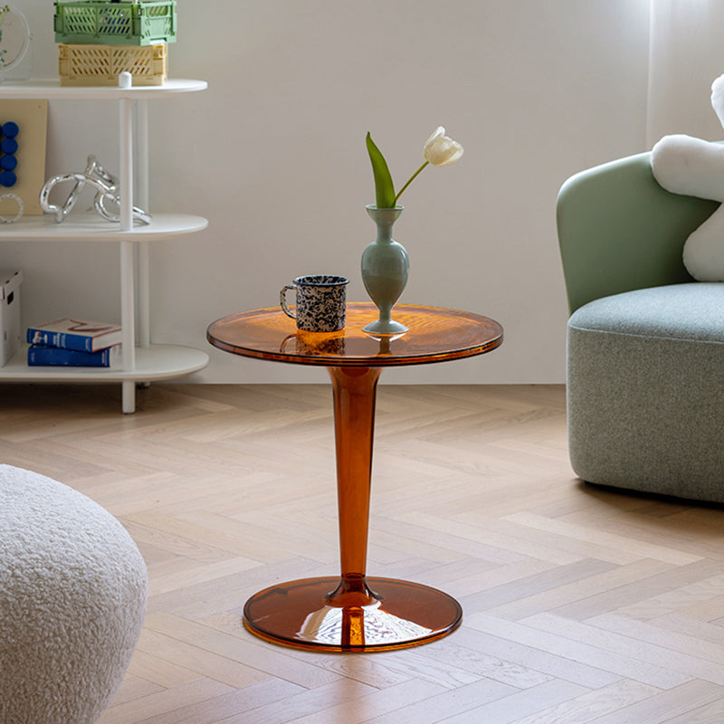 Plastic Round Side End Table 19.09" Wide Pedestal Sofa Side Accent Table