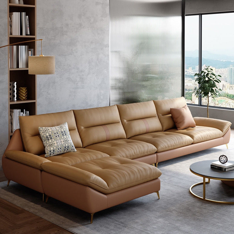 70" Wide Contemporary Sectional Sofa Leather Modular Sectional