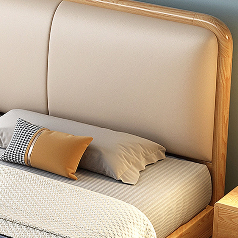 Scandinavian Ash Panel Bed Natural Upholstered Bed Frame with Mattress