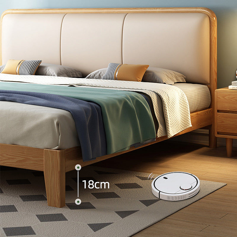 Scandinavian Ash Panel Bed Natural Upholstered Bed Frame with Mattress