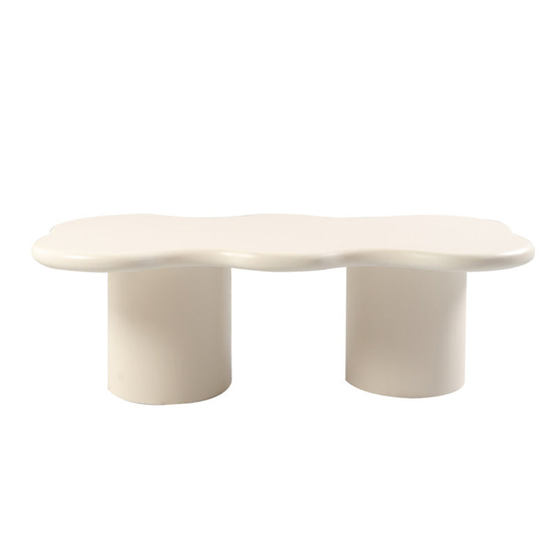 Scandinavian Free Form Coffee Table White Wooden Cocktail Table with 4 Legs