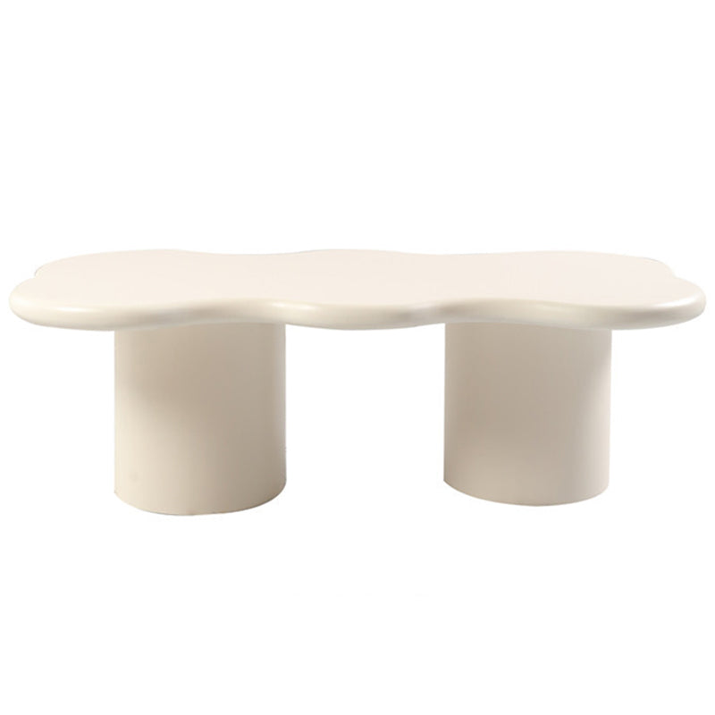 Scandinavian Free Form Coffee Table White Wooden Cocktail Table with 4 Legs