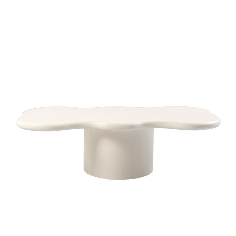 Scandinavian Free Form Coffee Table White Wooden Cocktail Table with 4 Legs