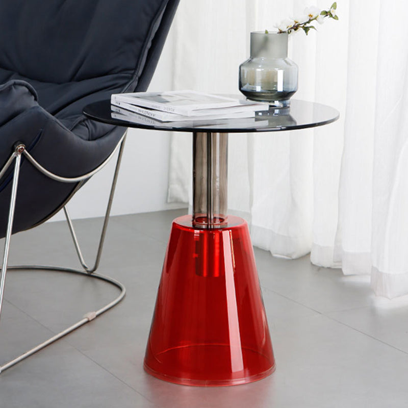 Contemporary Glass Pedestal Round Living Room Glass Top Side Table