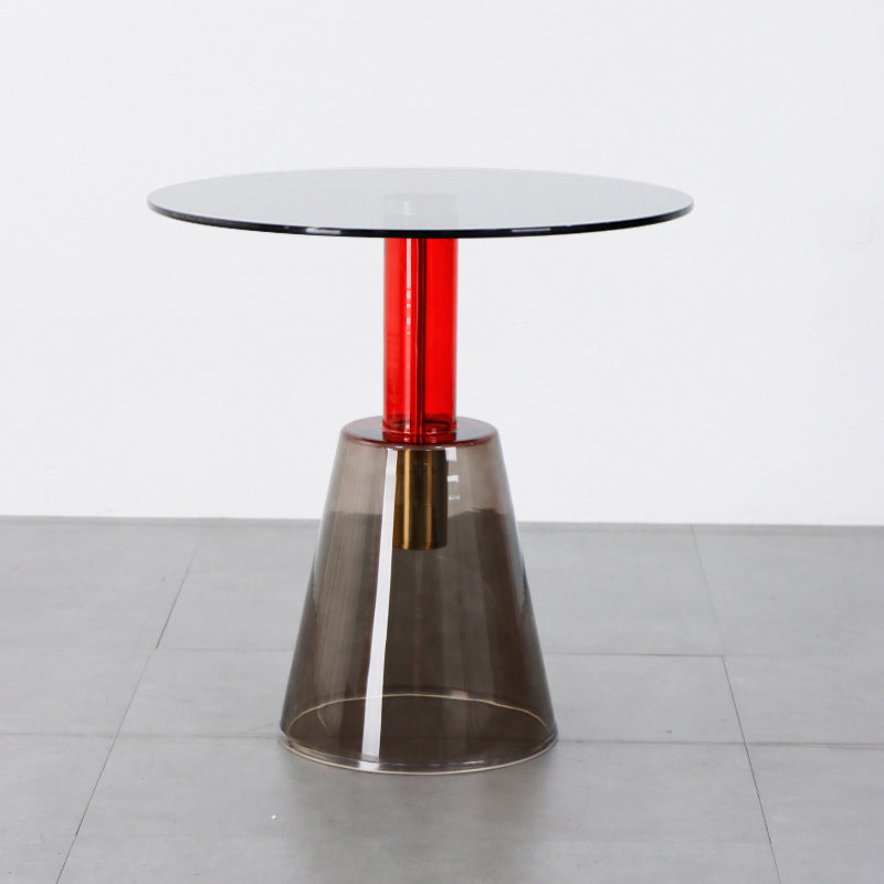 Contemporary Glass Pedestal Round Living Room Glass Top Side Table