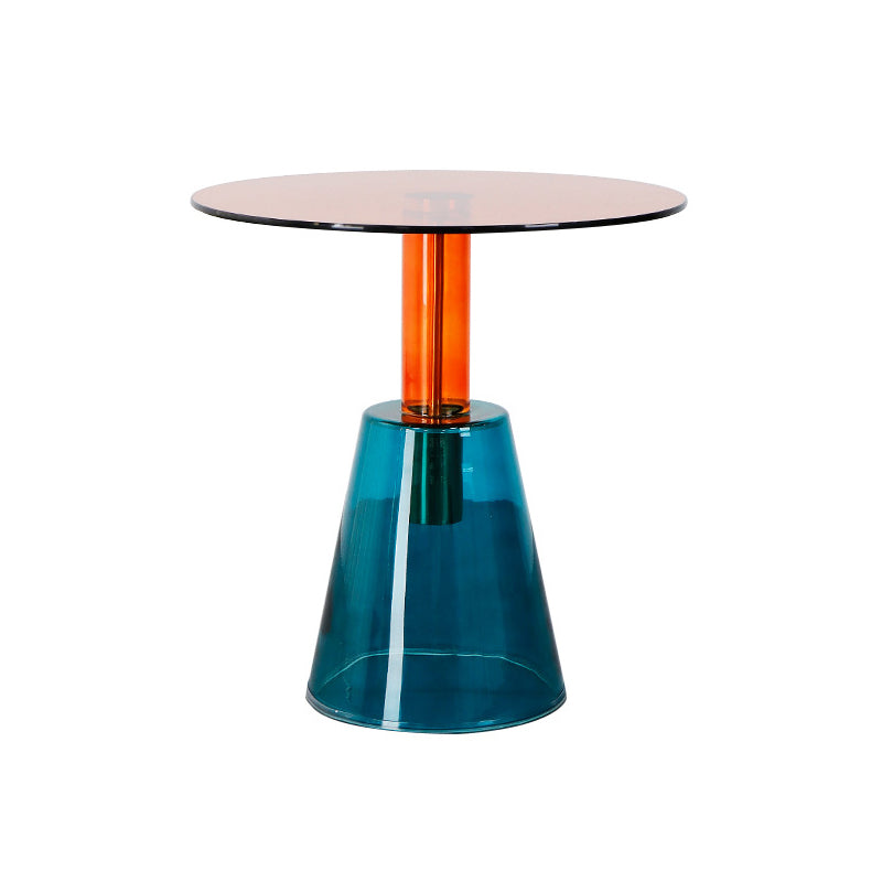 Contemporary Glass Pedestal Round Living Room Glass Top Side Table