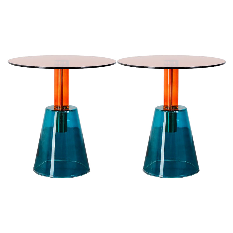 Contemporary Glass Pedestal Round Living Room Glass Top Side Table