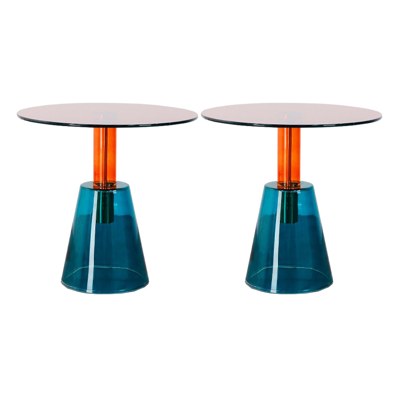 Contemporary Glass Pedestal Round Living Room Glass Top Side Table