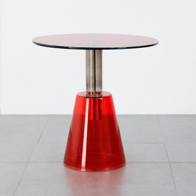 Contemporary Glass Pedestal Round Living Room Glass Top Side Table