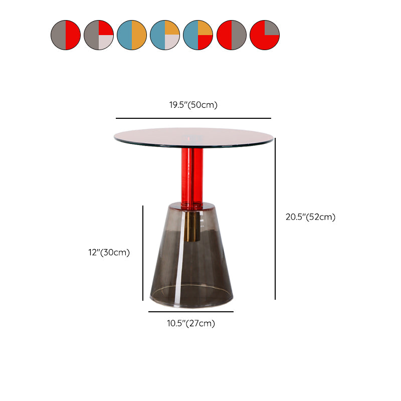 Contemporary Glass Pedestal Round Living Room Glass Top Side Table
