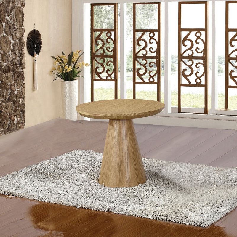 Contemporary Wood Side Table Pedestal Round Living Room Table