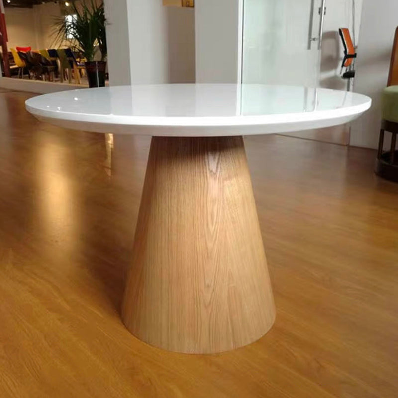 Contemporary Wood Side Table Pedestal Round Living Room Table
