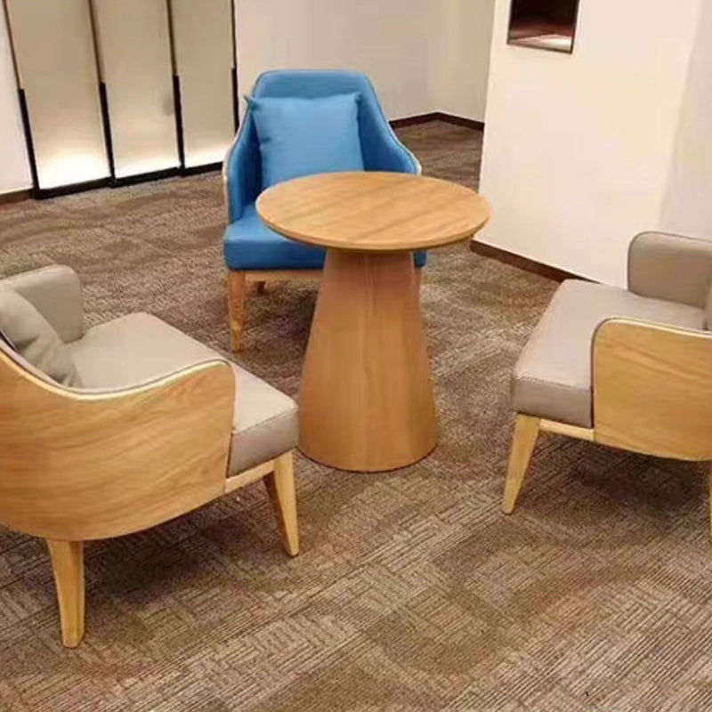 Contemporary Wood Side Table Pedestal Round Living Room Table