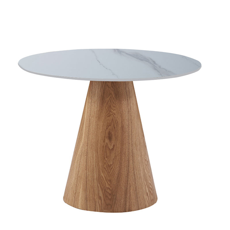 Contemporary Wood Side Table Pedestal Round Living Room Table