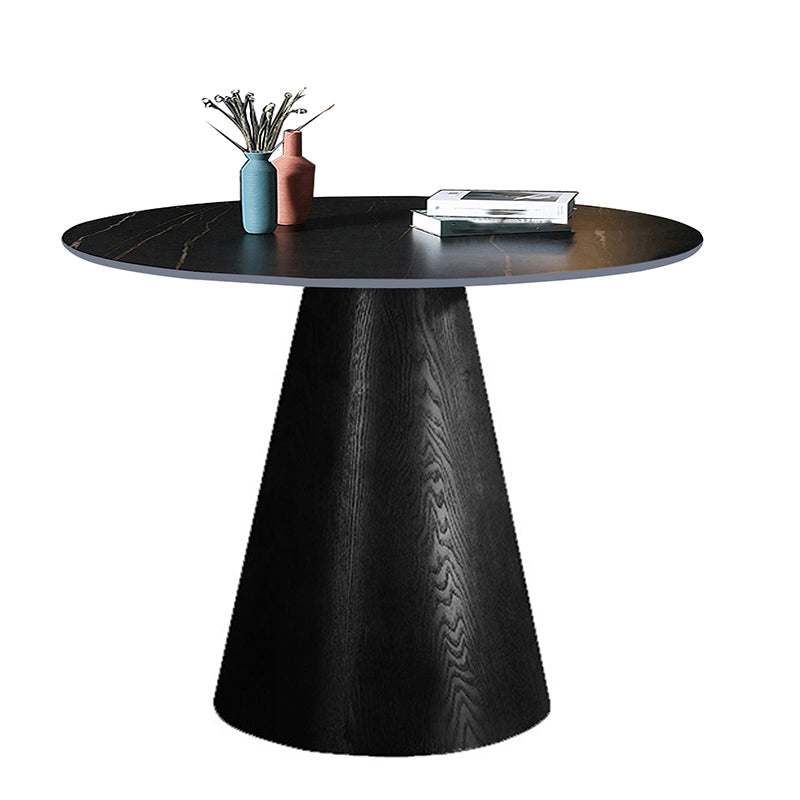 Contemporary Wood Side Table Pedestal Round Living Room Table