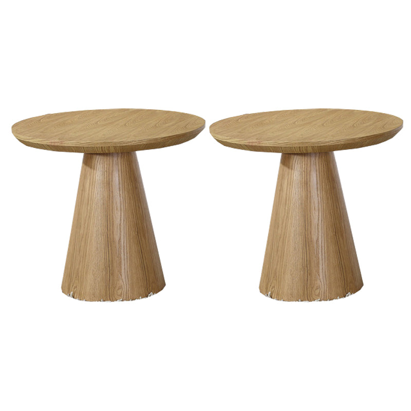 Contemporary Wood Side Table Pedestal Round Living Room Table