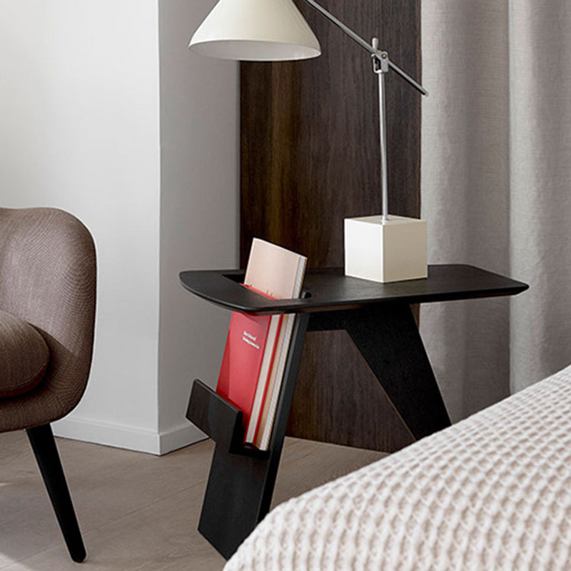 Solid Wood Abstract Side Table Natural/Black 22.44 inch Wide End Table