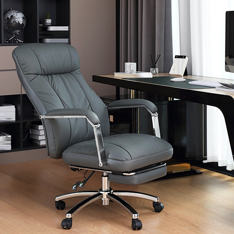 Modern Swivel Chair Adjustable Seat Height Fixed Arms Footrest Office Chair with Wheels