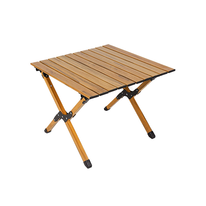 Solid Wood Dining Table Industrial Rectangle Folding Table with Metal Base