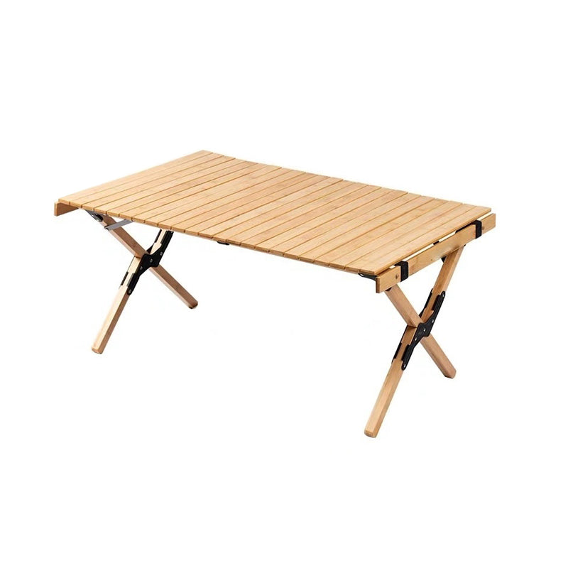 Solid Wood Camping Table Industrial Brown Rectangle Foldable Table