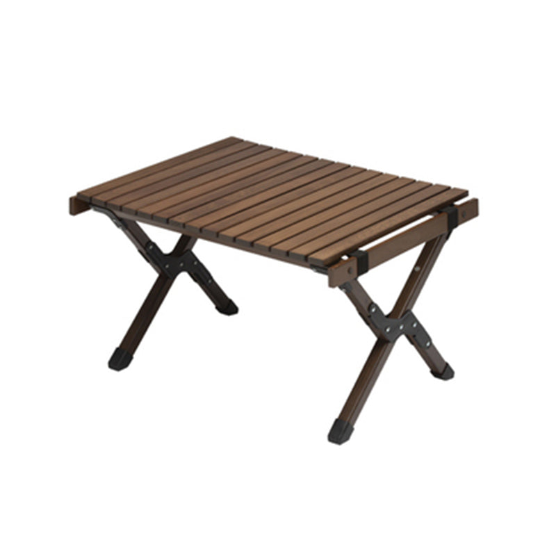 Solid Wood Camping Table Industrial Brown Rectangle Foldable Table