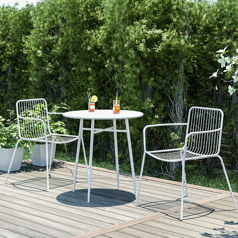 Modern Metallic Finish Dining Table Set 1/3/5 Pcs Metal Dining Set