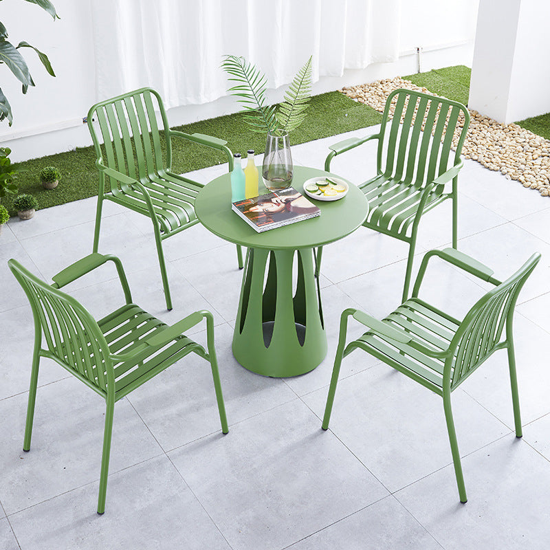 Green Contemporary Bistro Table Set 1/2/3/5 Pcs Metal Bistro Set for Small Places