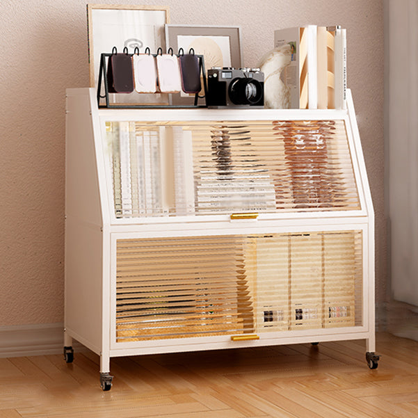 Closed Back Steel Bookcase Standard Glam Bookshelf with Doors