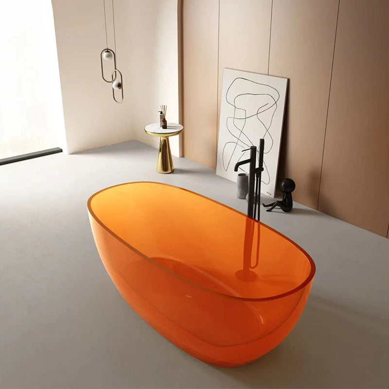 Modern Acrylic Ellipse Bathtub Freestanding Soaking Bathtub with Drain Bath Tub