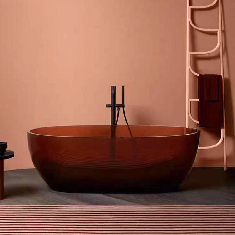 Modern Acrylic Ellipse Bathtub Freestanding Soaking Bathtub with Drain Bath Tub