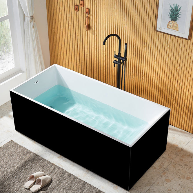 Modern Rectangle Acrylic Bathtub Freestand Soaking Bathtub with Drain Bath Tub