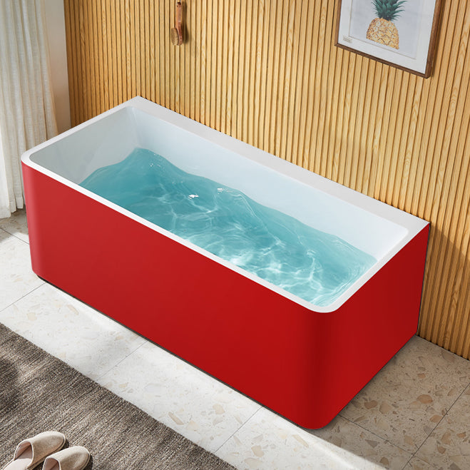 Modern Acrylic Rectangle Bathtub White Back to Wall with Drain Bath Tub